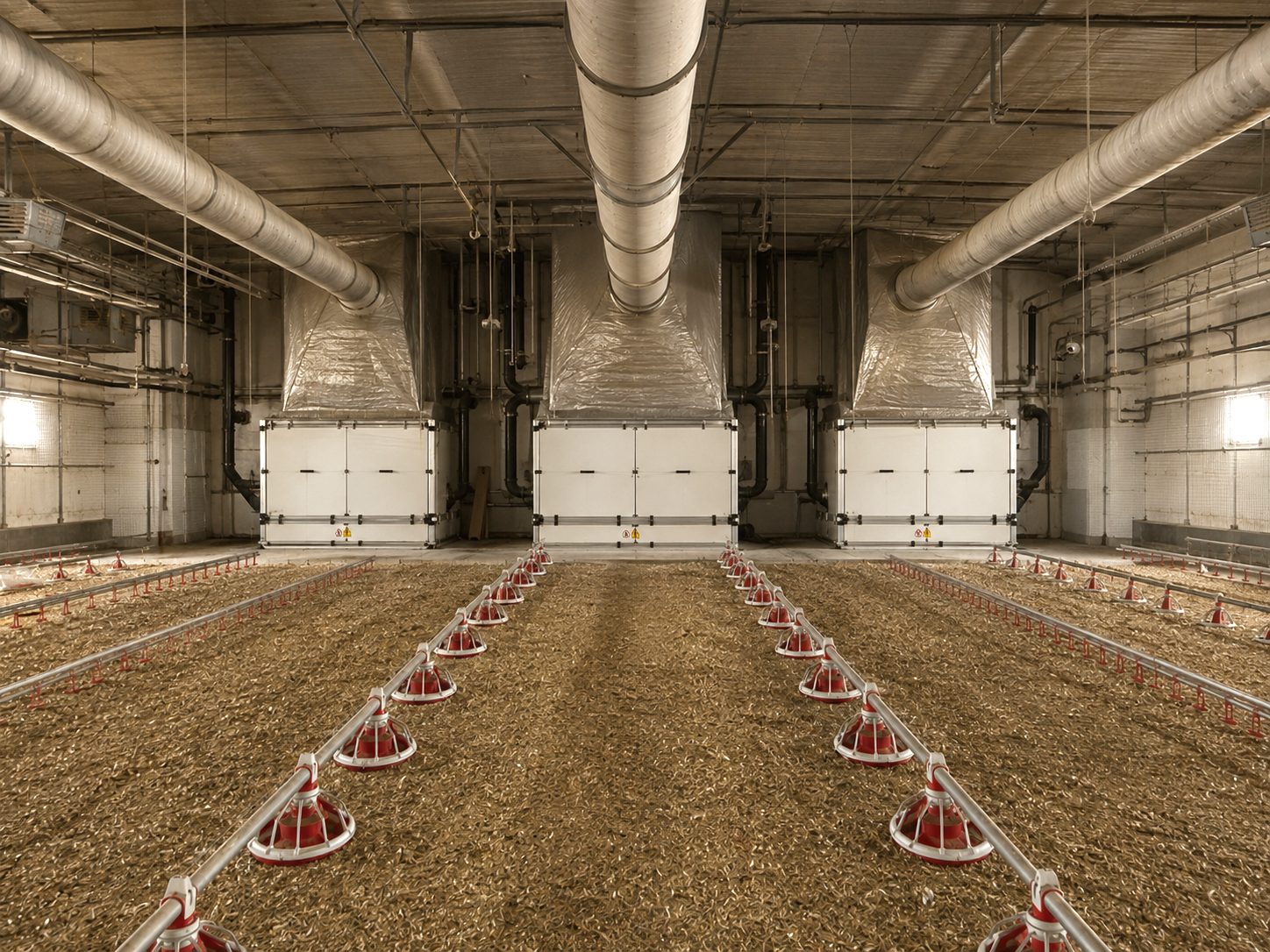 Landwirtschaftlicher Betrieb mit Lüftungskanälen an der Decke