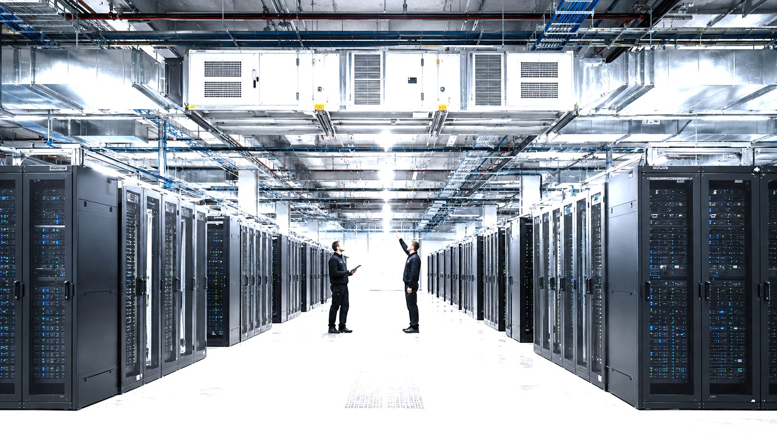Serverraum mit Lüftungsanlage an der Decke